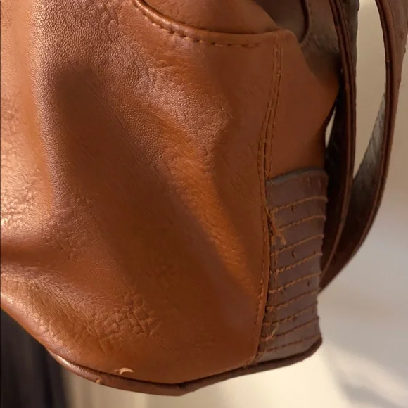 VTG Bueno Two-Tone Brown Leather Tote Bag - Picture 5 of 7